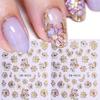 5D Наклейки для ногтей Блестящие Золотые Цветы Маргаритки Геометрические Линии Декор Акриловые Тисненые Слайдеры Золотая Рамка Весенние Наклейки для Ногтей Маникюр с Сакурой