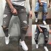 Mens Skinny Stretch Denim Pants Distressed Ripped Freyed Slim Fit Jeans Trousers