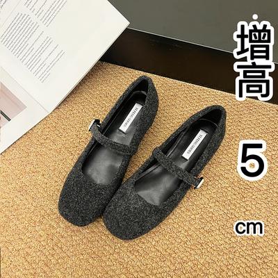 Французские ретро туфли Мэри Джейн из шерсти с квадратным носком 2025 новая темпераментная модель с ремешком на пряжке, плоская подошва, внутренняя платформа, одинарные туфли женские