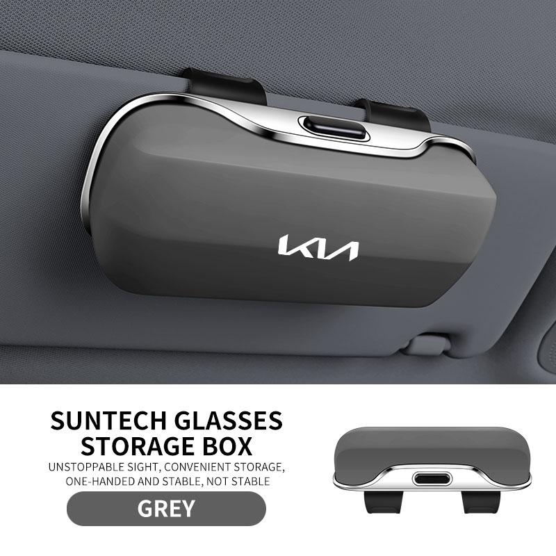 Car Visor Glasses Case ABS Flocking Sunglasses Holder Organizer Clip for Kia Sportage Sorento K5 K3 Seltos Rio Carnival Ceed etc