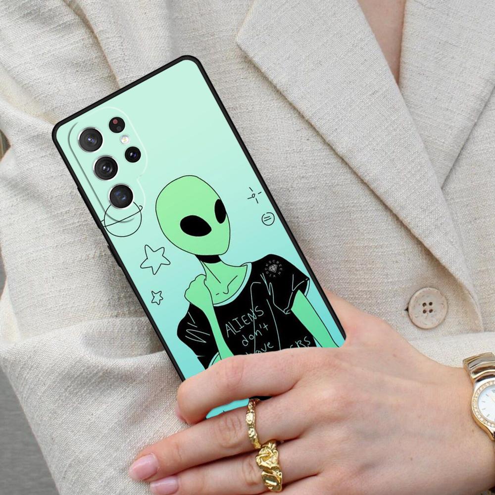 Aesthetics Cartoon Alien Space Cell Phone Case for Samsung Galaxy S26 Ultra S25 S24 S23 S22 S21 S20 Note10 Cover