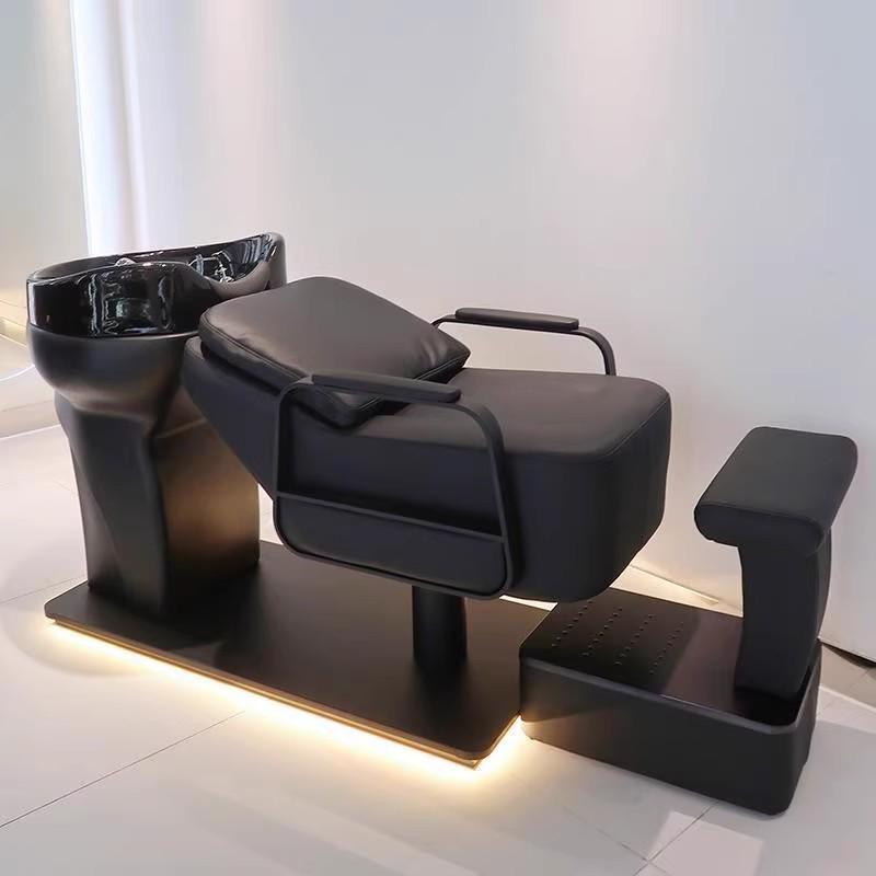 2025 Luxury Hair Salon Shampoo Bed with Deep Ceramic Basin and Massage