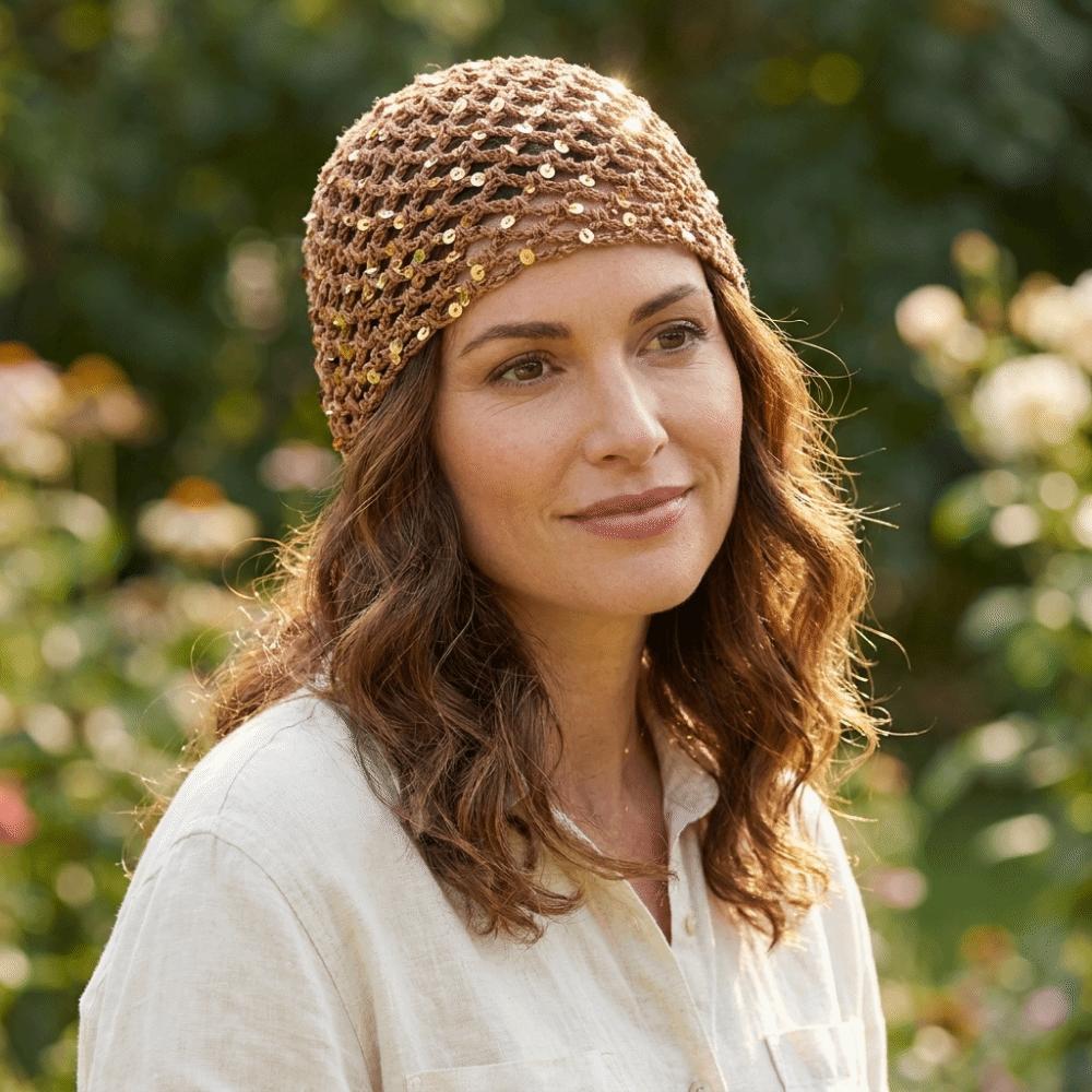 Sequined Crochet Sequined Hat Hollow Knit Bohemian Style Beanies Hollowed Out Beanie Hat Women