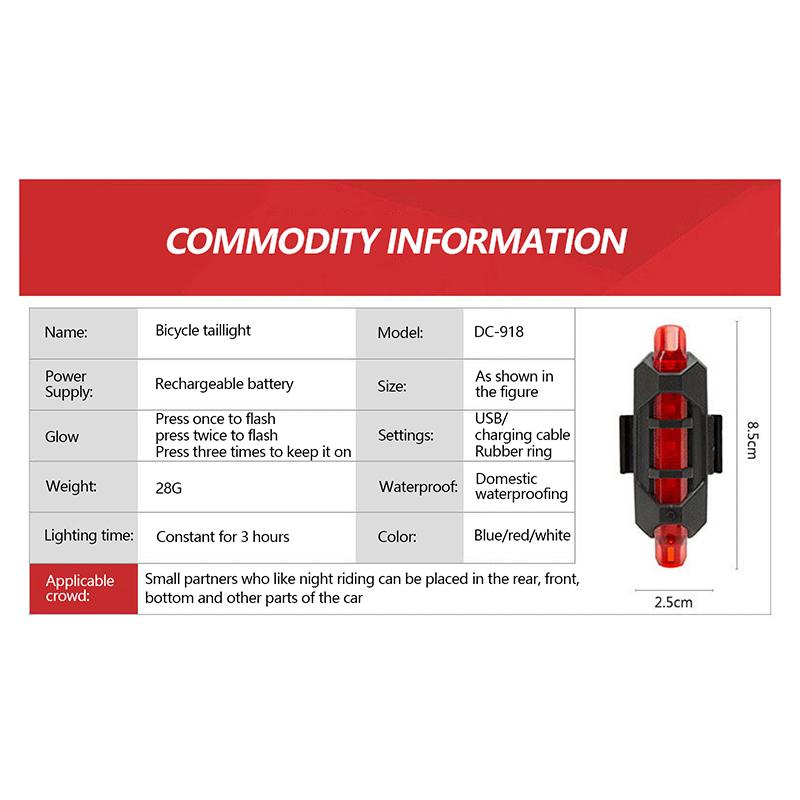Led Mountain Bike Luggage Rack Light Waterproof Bicycle Rear Seat Reflective Taillight Night Ridding Safety Warning Reflector