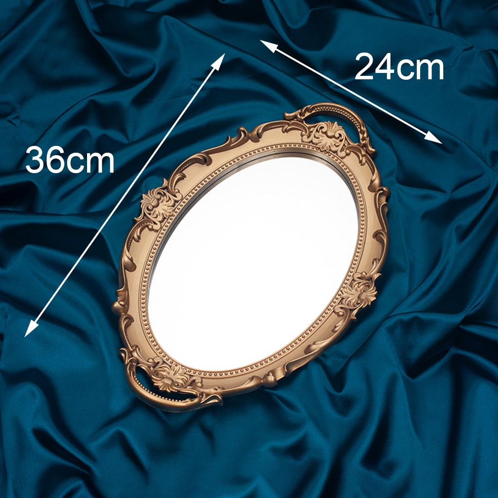Nordic Retro Mirror Plate Декоративный поднос для свадебных украшений для дома Десертный зеркальный поднос Парфюмерия Туалетный столик Органайзеры для ванной комнаты