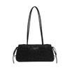 Drawstring Bow French Stick Bag Textured Armpit Bag Korean Retro Handbag  Commute