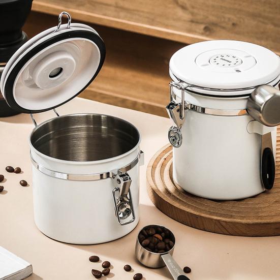 1 Set 1200/1500/1800ml Sealed Jar Large Capacity One Way Co2 Valve Canister Airtight Storage Container with Spoon Kitchen Gadget