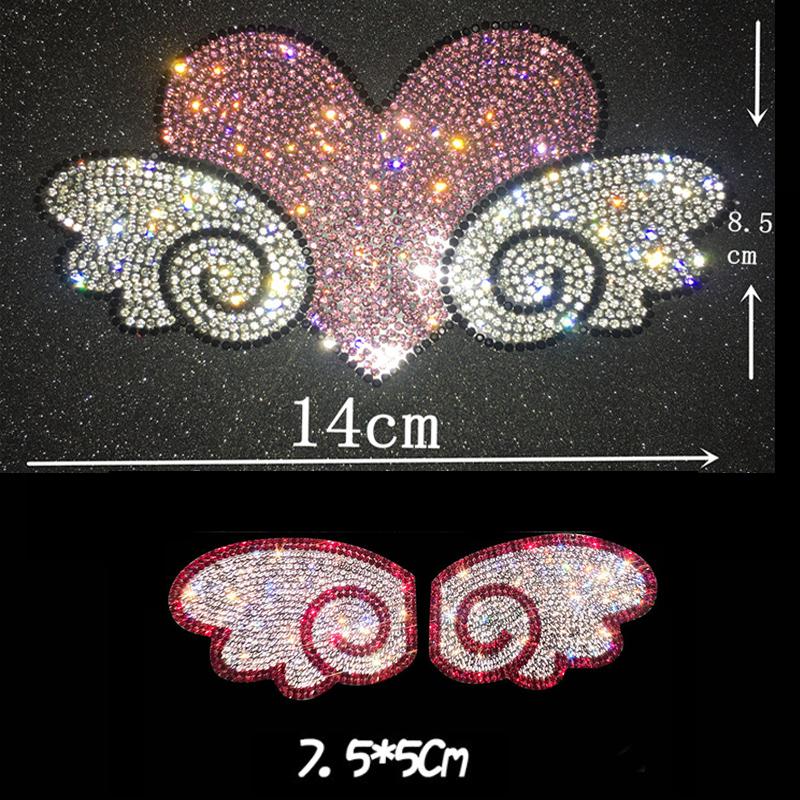 Блестящие наклейки с бриллиантами «Крылья любви» для заднего стекла, чтобы скрыть царапины на кузове автомобиля, бампере, холодильнике, шлеме, наклейка с цветами