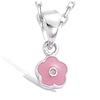 [G1068] - Silver Pendant 'Flower' Pink Silver (rhodium-plated) - 8 Mm