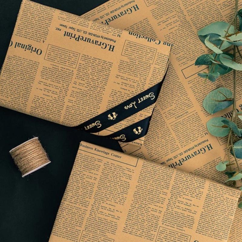 10pcs Newspaper Wrapping Paper Bouquet Kraft Sunflower Wrapped Floral Paper 50x75 DIY Artware Package Book Cover Wrap Packing
