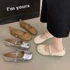 2024 Autumn New Fashion Light Mouth Outer Wear Flat-soled Single Shoes Soft-soled Fairy with Skirt Casual Mary Jane Shoes Woman