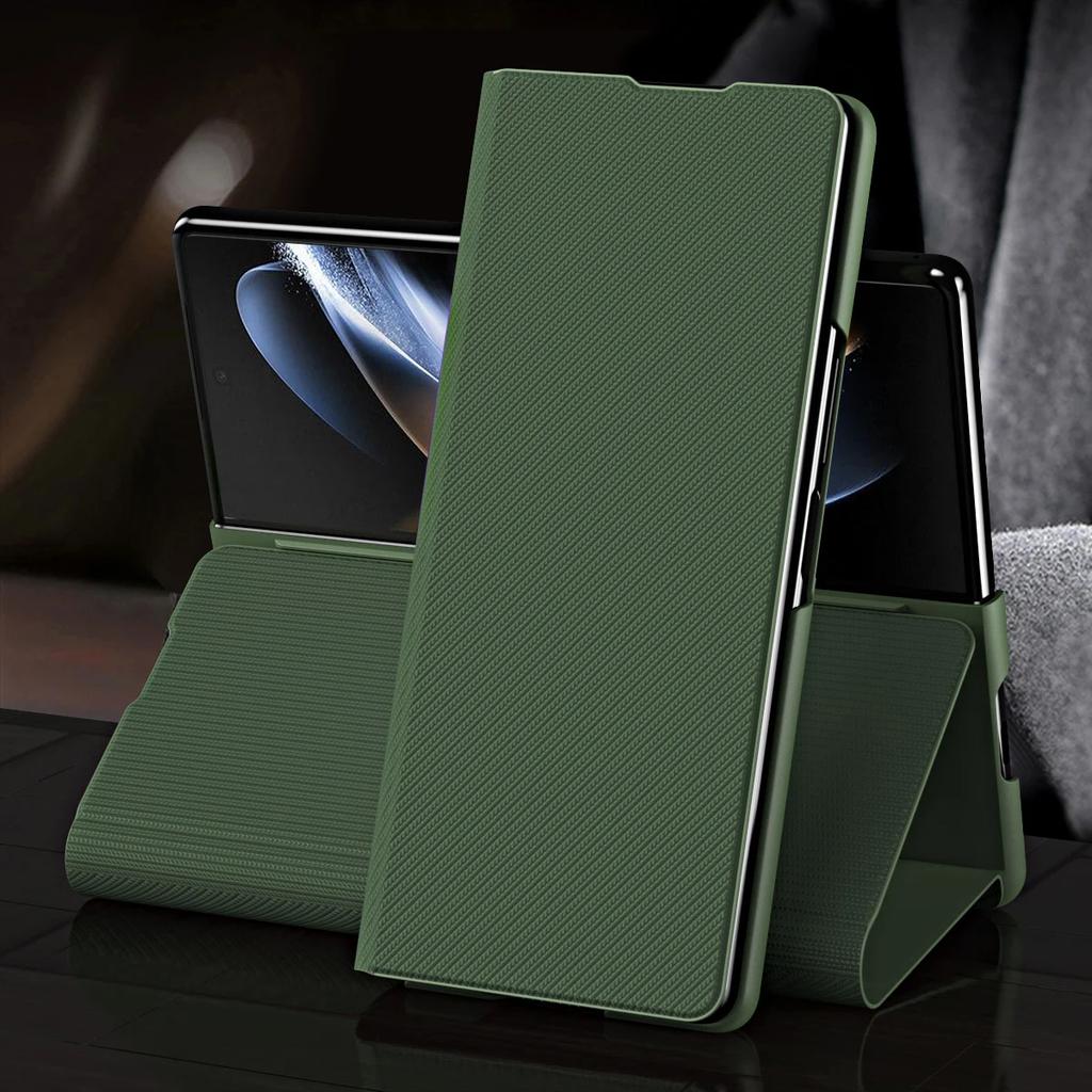 Anti-Fingerprint Luxury Leather Case for Samsung Galaxy Z Fold 6 5 4 5G Fold3 Fold5 Fold4 Fold 3 2 Fold2 Fold6 Cover Capa