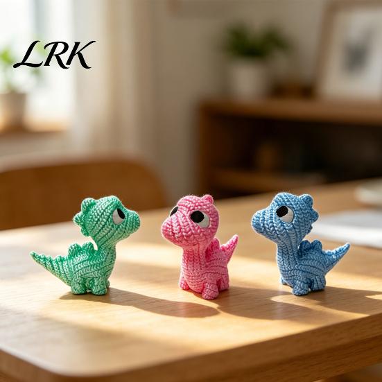 Скандинавский стиль Динозавр 3D-печатная фигурка, Милая мини-статуэтка Динозавра с вязаной текстурой, Настольное украшение, Миниатюрное коллекционное украшение для детей