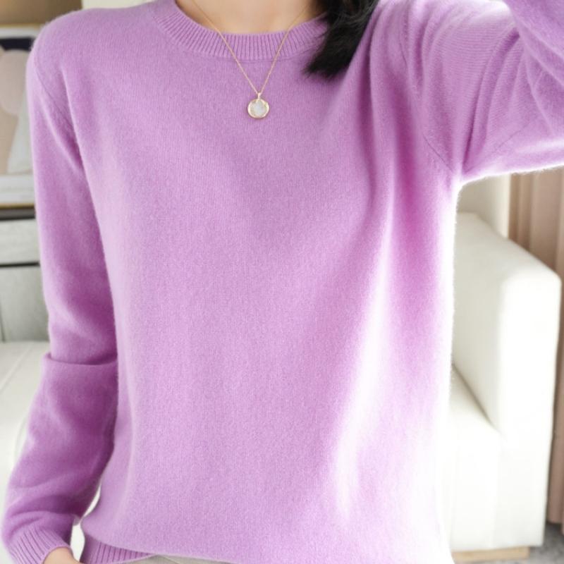 IHUASU Женский осенне-зимний свитер-пуловер, тонкий однотонный трикотажный свитер с длинным рукавом и круглым вырезом, короткий абзац