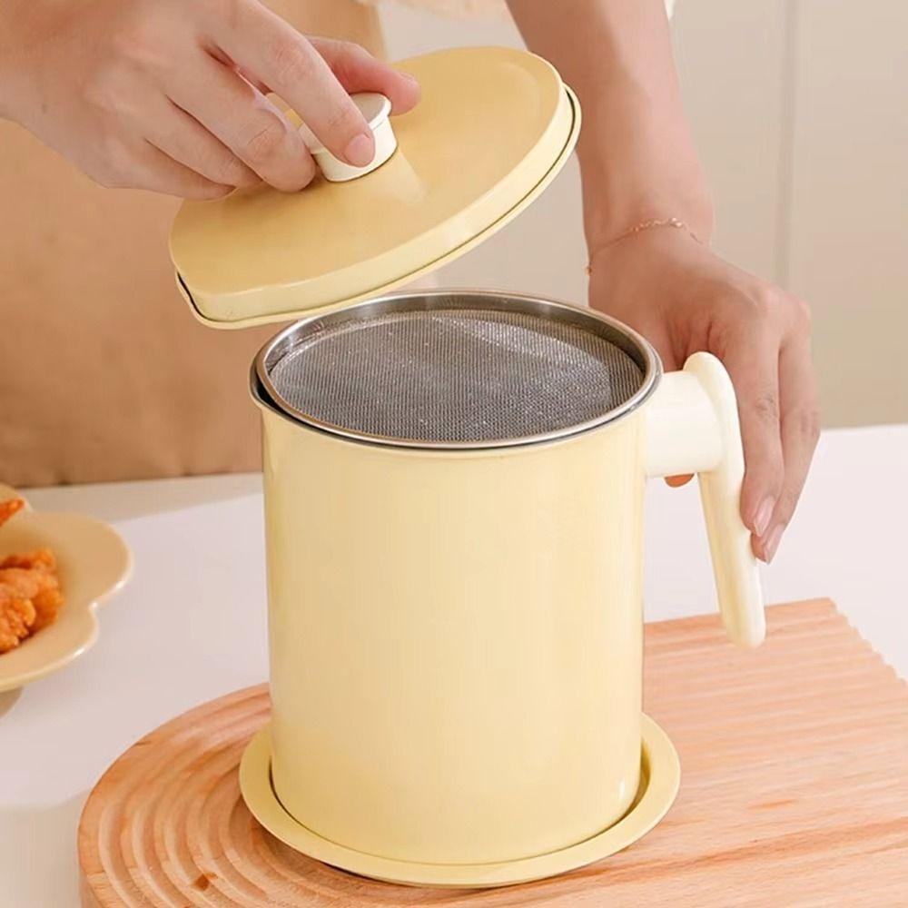 BPA-Free Grease Separator Anti-Leakage Stainless Steel Strainer Oil Filter Pot Deep Frying