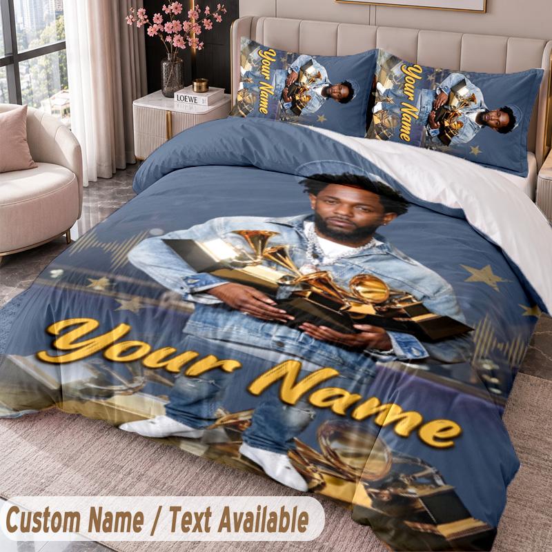 Custom Name Text 3Pcs Bedding Set Kendrick Lamar Duvet Cover And Two Pillowcases