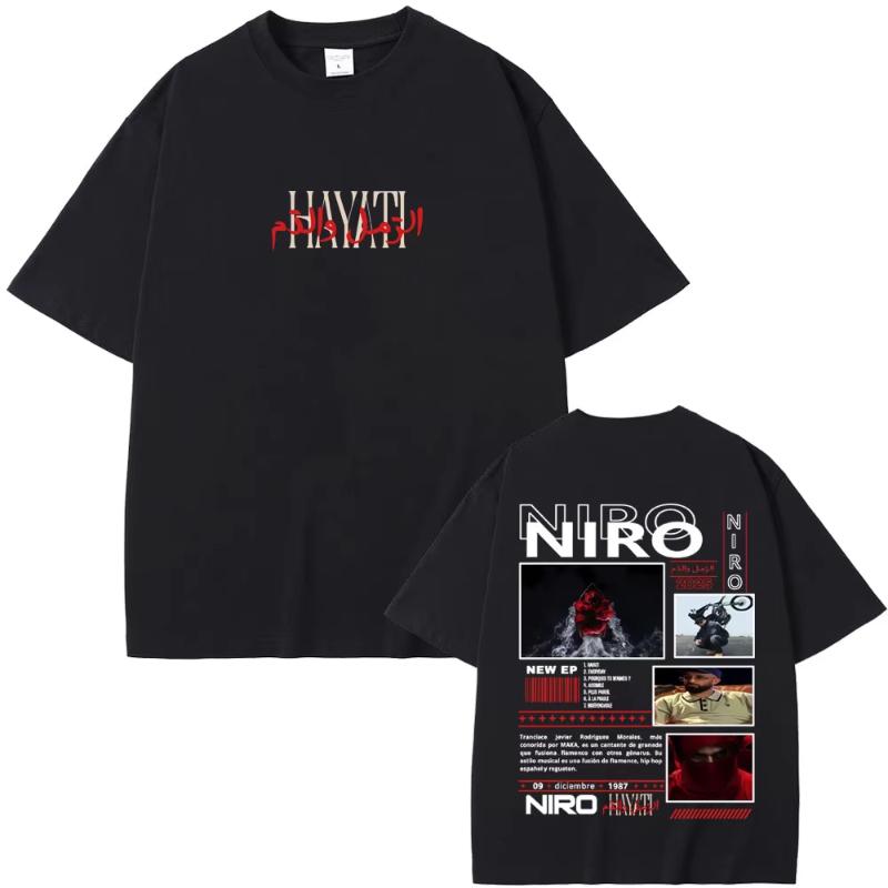 Men Women Rapper Niro OX7 Album Pattern Printed T-shirt Hip-hop Fashion Pop Music Casual Cotton Short Sleeved Street Wear