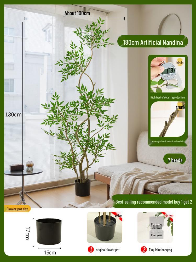 Nandina Bionics Artificial Tree: Elegant Indoor Decor, Large Potted Floor Plant
