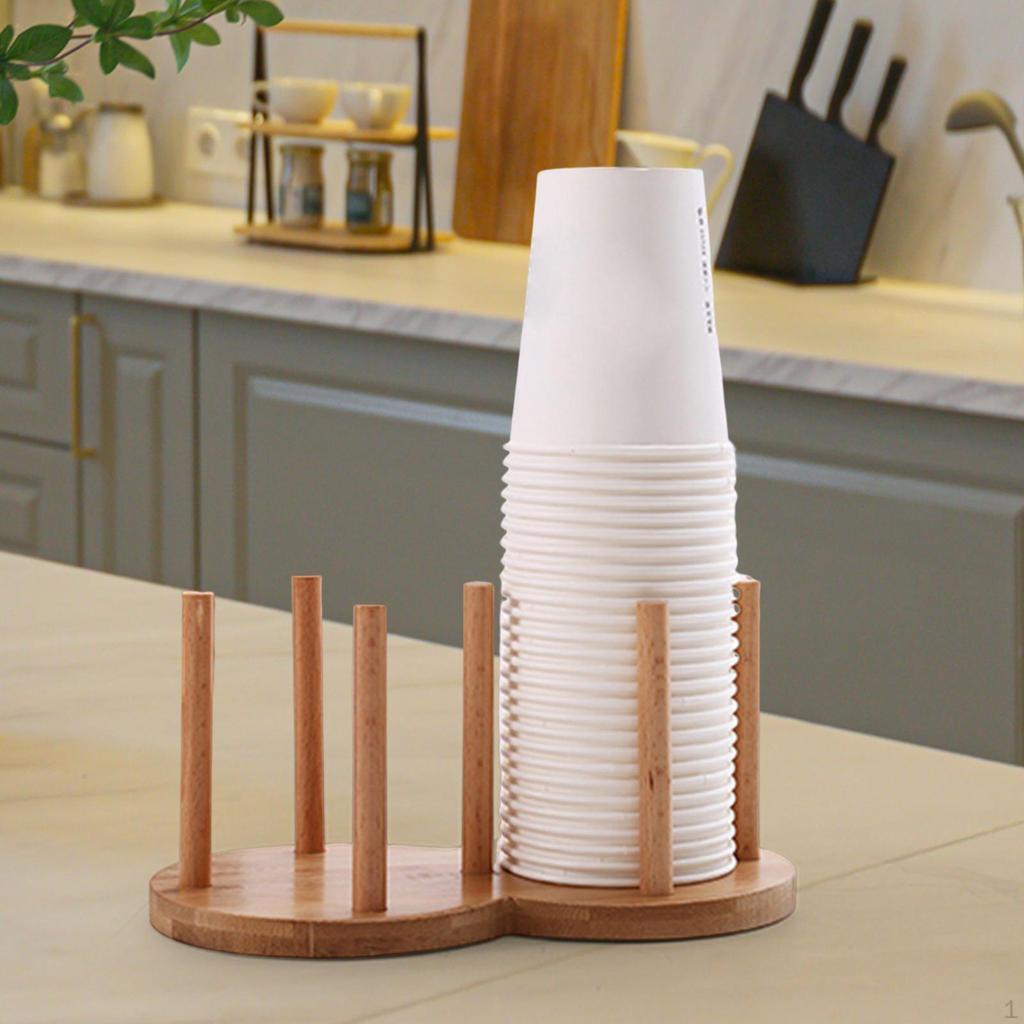 Durable Cup Dispenser Organizer Portable Space Saving Wood Disposable Cups Holder for Office Buffet