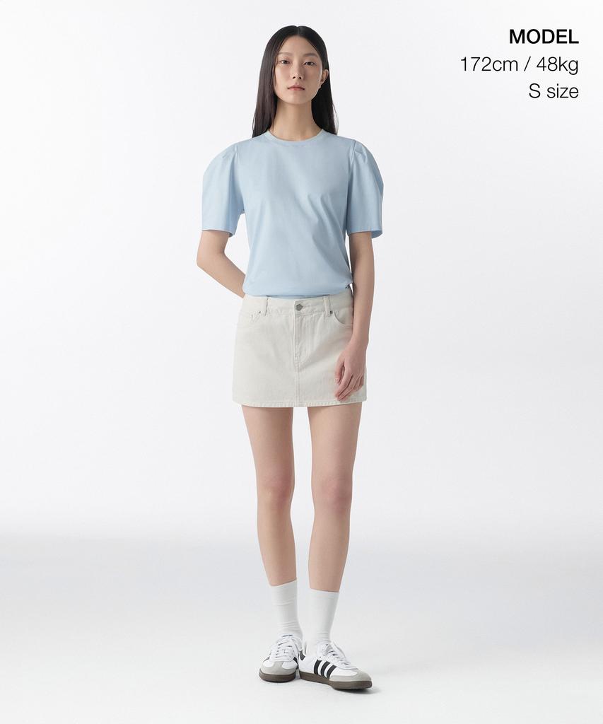 MUSINSA STANDARD WOMAN Women'S Silket Puff Sleeve T-Shirt [Sky Blue]