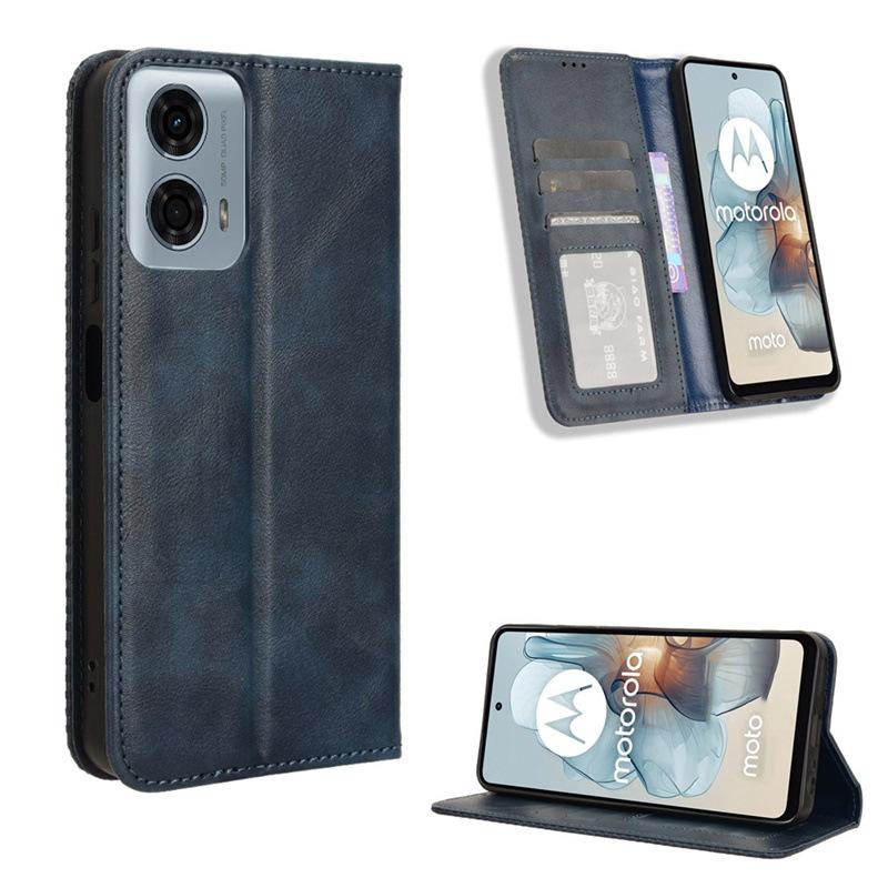 Flip Cover For Motorola G45 5G/G34 5G/G55/G35/G75 Leather Case [Flip Vintage Leather] Wallet Shockproof Durable Retro Phone Case