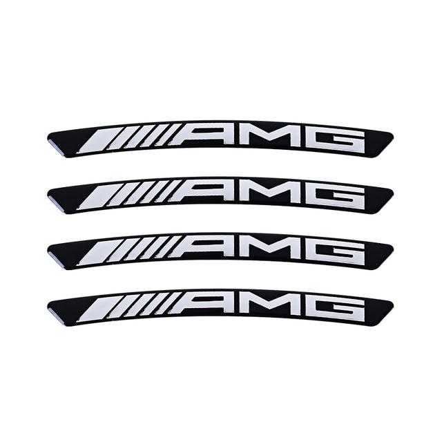 GMO3 4Pcs Car Tire Contour Stickers Metal Decorative Accessories For Mercedes Benz AMG W177 W176 X166 X167 C257 C218 X253 C118 C117