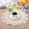 2 PCS Doily Round Crochet Beige Dollies for Tables Lace 13 Inch Round Cotton Crochet Doilies Handmade Lace Placemats Knitted Tablecloth for Home