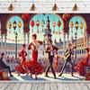 2D flat surface 1 piece of colorful background for the Seville April Festival suitable for decorating your home and garden