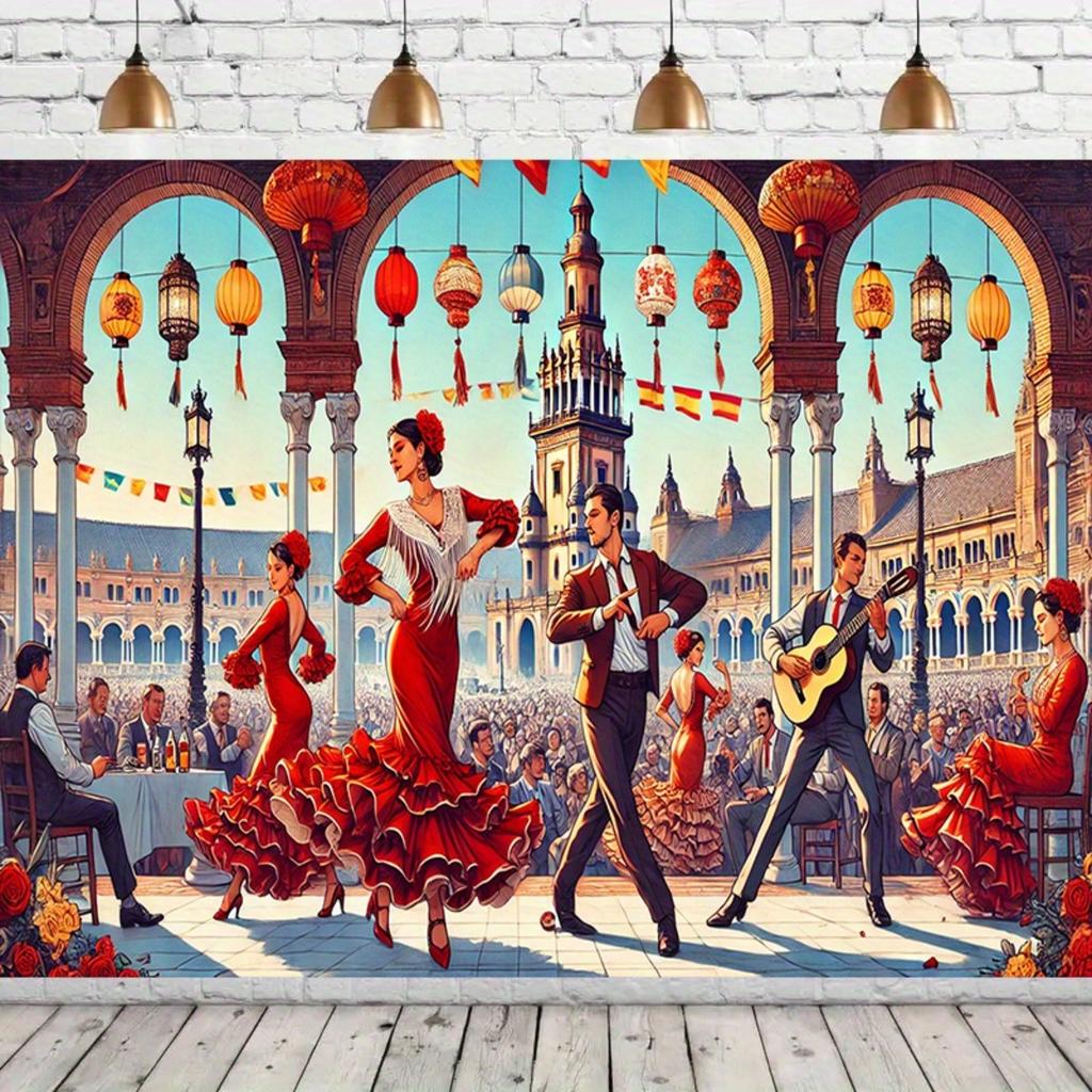 2D flat surface 1 piece of colorful background for the Seville April Festival suitable for decorating your home and garden