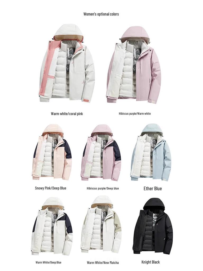 Women's 2024 Three-in-One Winter Hiking Windbreaker: Thickened, Warm, and Windproof Outdoor Jacket
