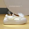 2024 Summer New Korean Mesh Hollow Out Breathable Flat Shoes White Casual Platform Knitted Shoes Sneakers Zapatillas Mujer