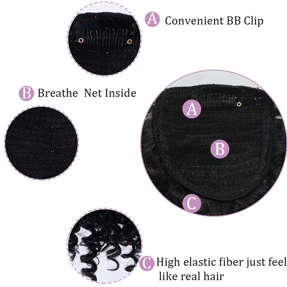 Накладные вьющиеся волосы с челкой, заколки в шиньонах с натуральным черным термостойким волокном, синтетические наращивание волос для женщин