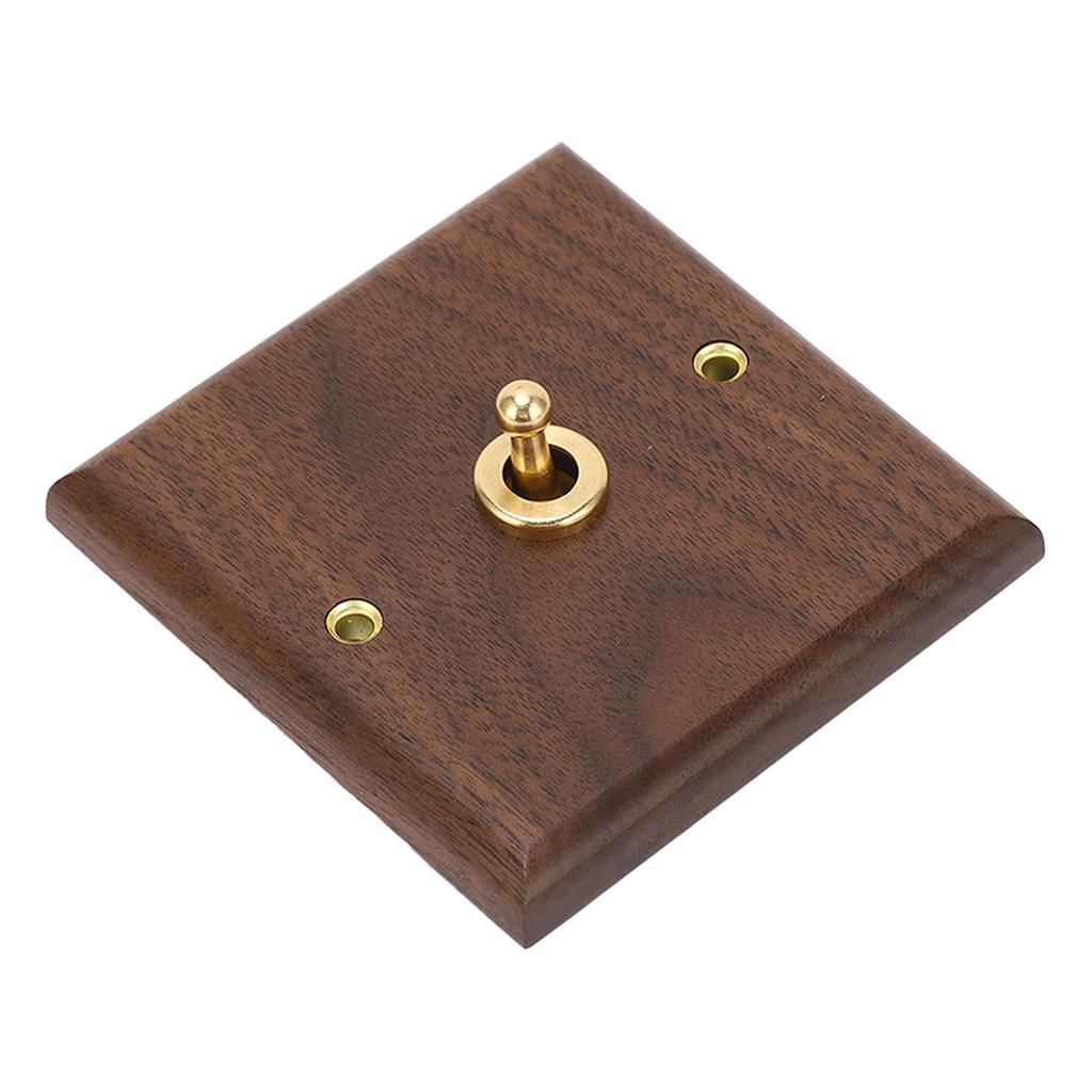 Antique Decoration Toggle Switch Retro Single Toggle Switch 250V with Hand Made Wood Walnut Wall Panel