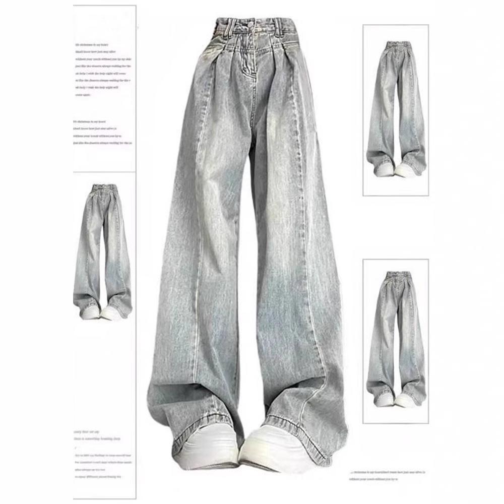 Женские джинсы с высокой посадкой и широкими штанинами – тип фигуры «груша», летние, свободного кроя, длиной в пол, прямые штанины.