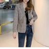 Women's Plaid Suit Jacket, Spring/Autumn 2024 Collection - Slim, Short Style, Trendy Student Look
