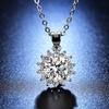 Simulation Moissanite Sunflower Necklace One Carat Women's Round Full Diamond Pendant Collarbone Chain