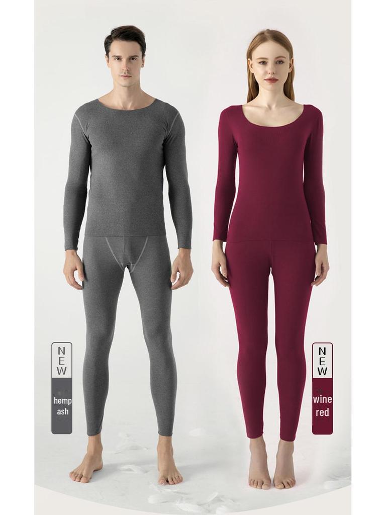 Женский термобелье, не раздражающее кожу: Двусторонний немецкий бархат, бесшовный круглый вырез, облегающий крой, на осень/зиму.