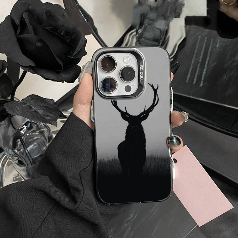 Чехол для телефона «Лось в моем сне» для IPhone 16 17 15 14 12 13 Pro Max Черный цвет Ударопрочный чехол