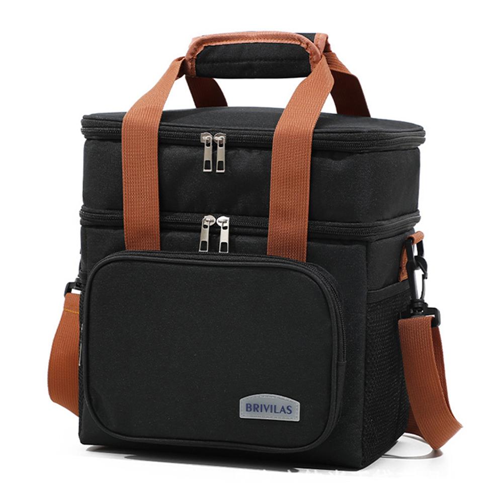 Ланч-бокс Изолированная сумка для ланча Расширяемая двухъярусная сумка-холодильник Легкая герметичная сумка-тоут с боковым карманом для салфеток