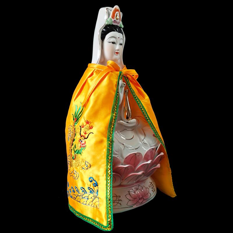 Только плащ Дзен Лотос Гуаньинь Статуя Будды Маленький плащ Гуаньинь Бодхисаттва Богиня Декор Вышитая шаль Без Смоляного Будды