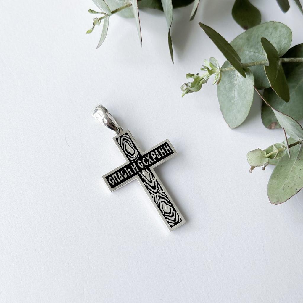 Серебряный крестик с емаллю (2156611)