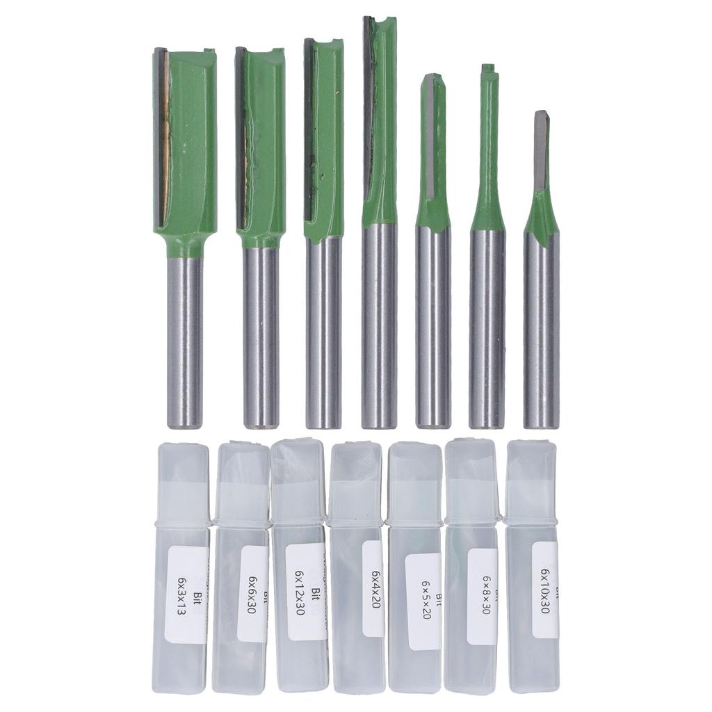 Набор из 7 прямых фрез с круглым хвостовиком, набор инструментов для фрезерования по дереву