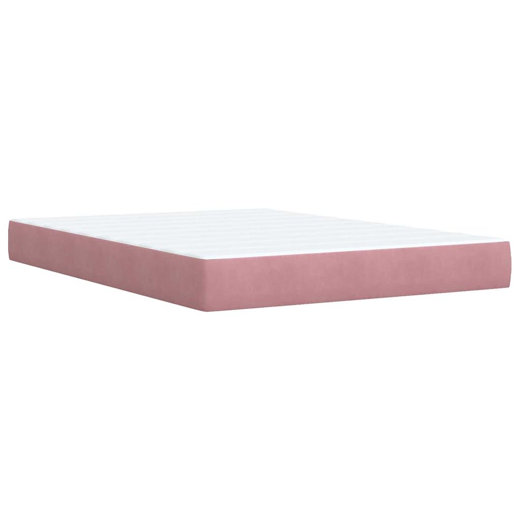Box Spring Bed with Mattress and Headboard Pink 140 x 190 cm Velvet
