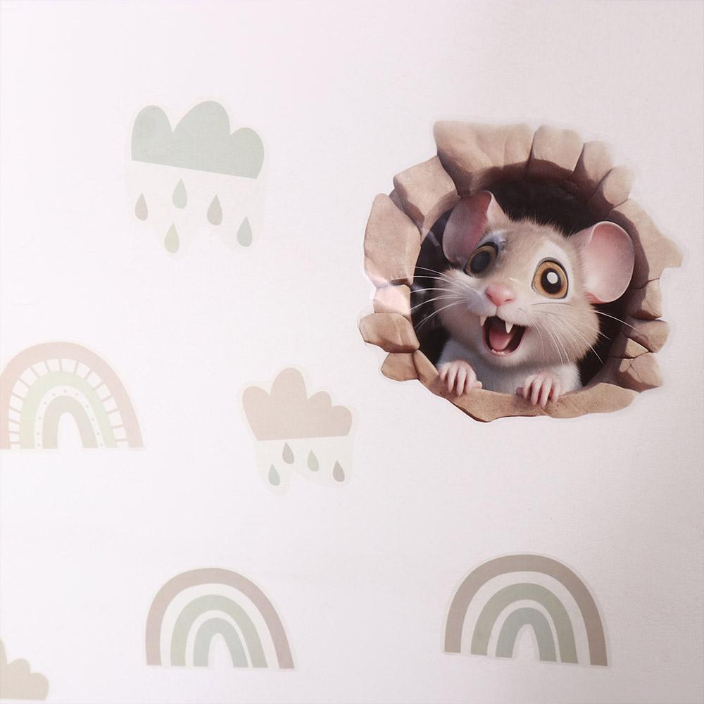 Наклейки из ПВХ с мышками и кошками 3D 3D самоклеящиеся наклейки креативные мышиные норы настенные наклейки для домашнего декора
