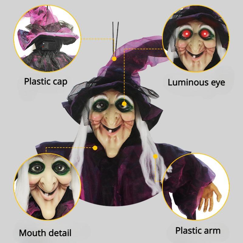 Хэллоуин украшения ведьма голосовое управление реквизит фестиваль призраков дом с привидениями бар игрушки игрушки ужасов электрический светящийся висячий призрак