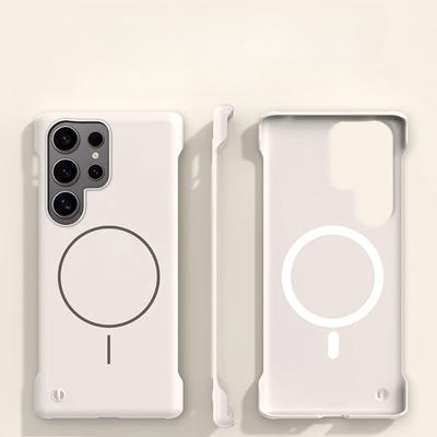 Для Magsafe Frameless Phone Case для Samsung Galaxy S25 Ultrs S24 FE S23 Plus S22 Ultra Thin Hard Magnetic Wireless Charger Cover