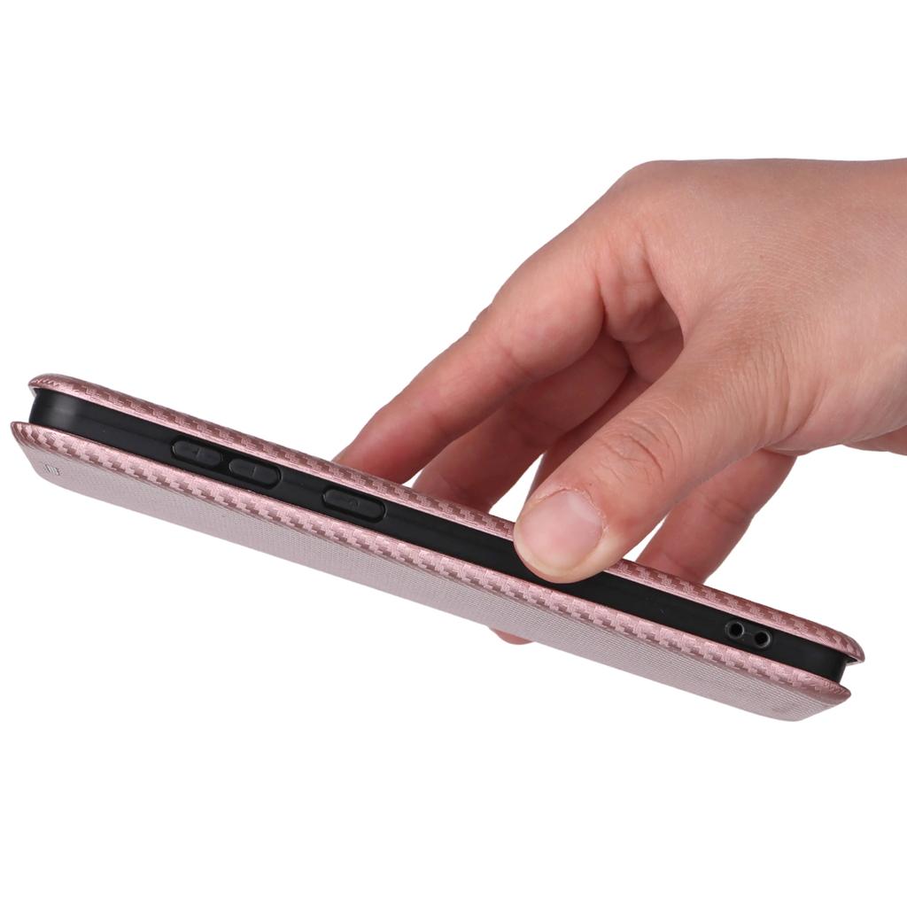 For Samsung Galaxy S25 Edge Case Carbon Fiber Texture Drop-Proof PU Leather Phone Cover