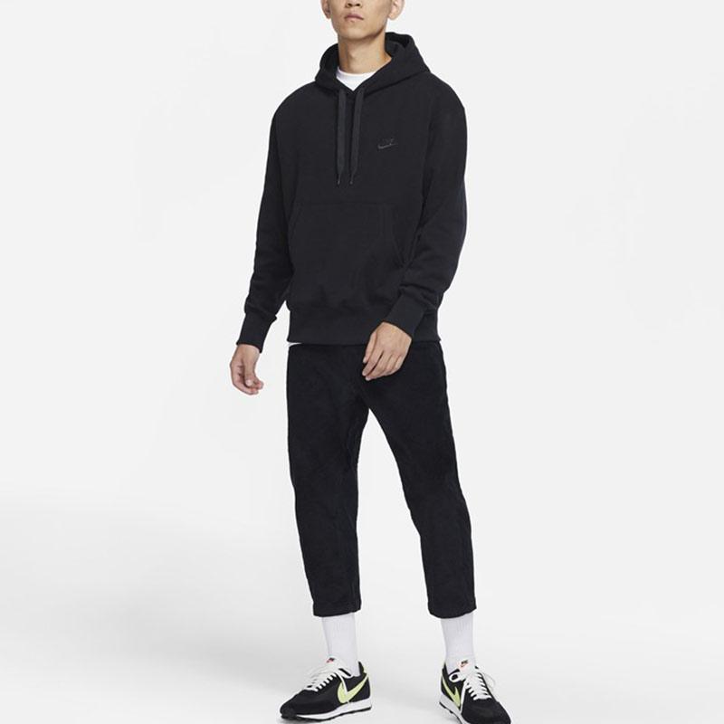 Nike Спортивная одежда с вышитым логотипом, однотонная мужская толстовка с капюшоном, черные DA0024-010
