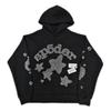 Sp5der Hoodie Oversized Thick Fleece Sweatshirt With Foil Print Spiderweb Design Men Winter Casual Wear