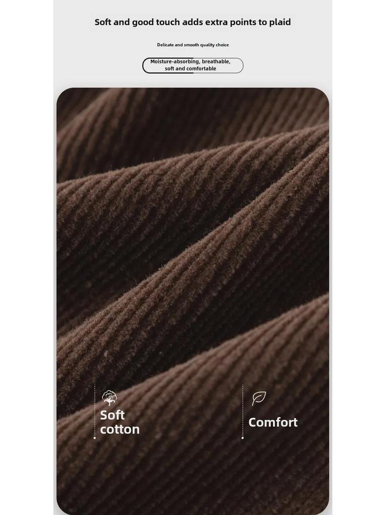 Женские коричневые вельветовые брюки широкого кроя: Высокая талия, ретро-стиль для мытья полов на осень и зиму